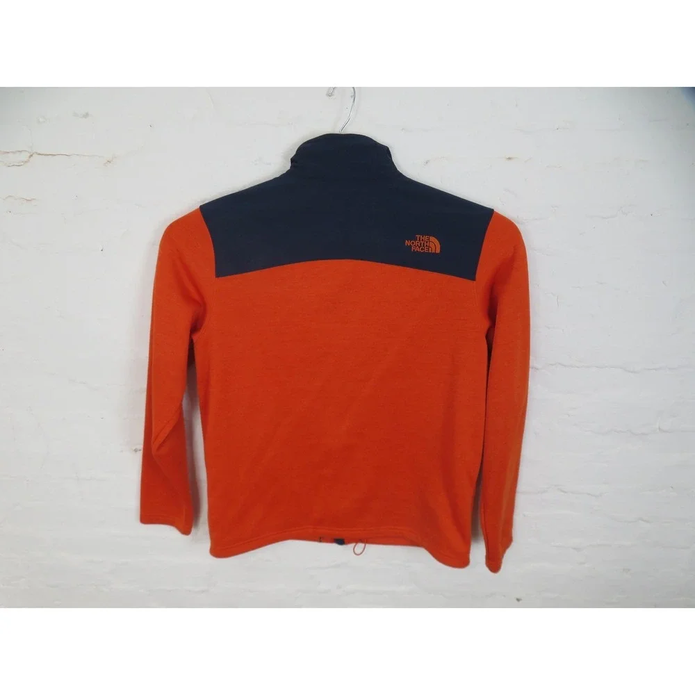 The North Face Fleece Jacket Mens Large Orange Blue Full Zip Colorblock Hiking